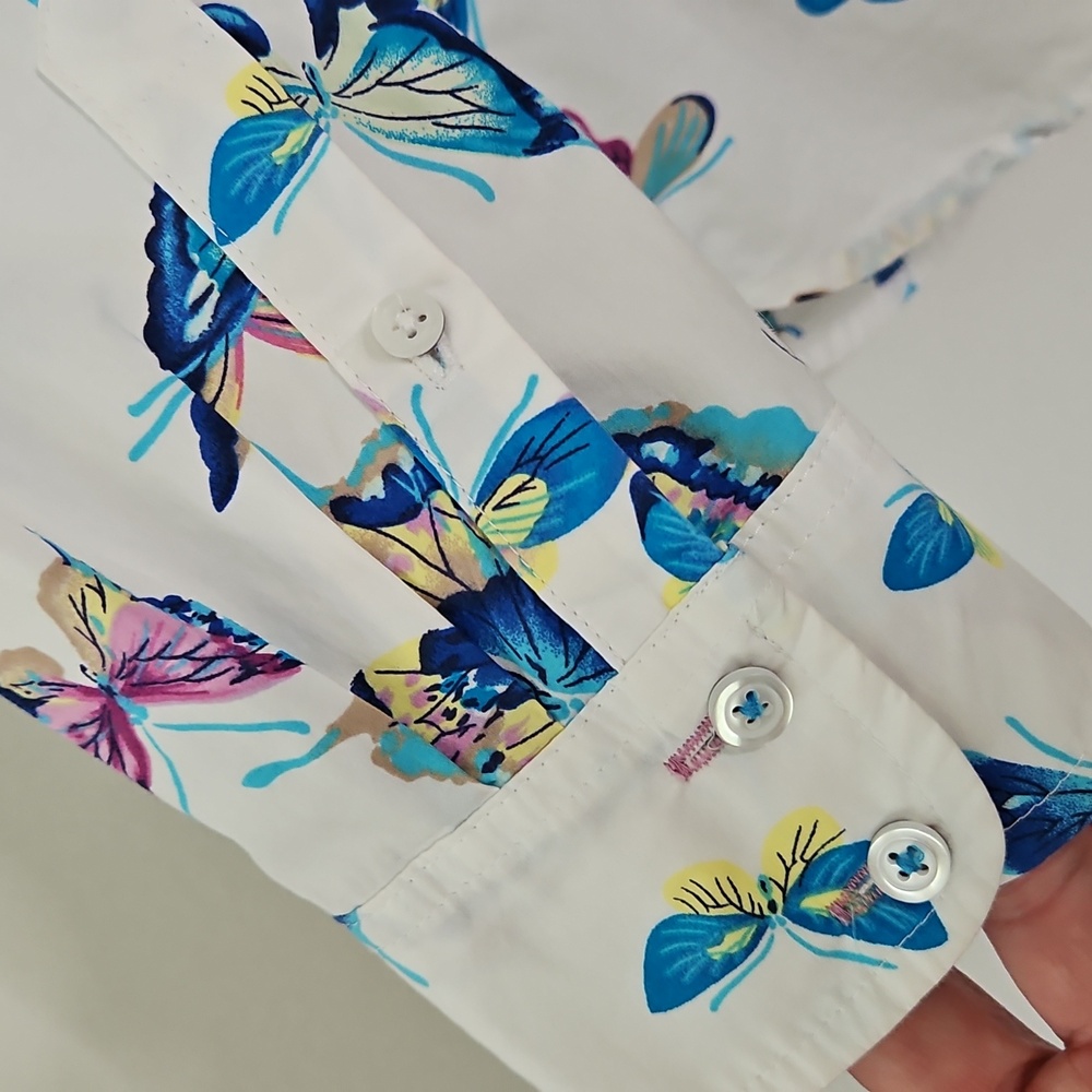 Talbots Cotton Butterfly Button-up Shirt Fairy Whimsical Size Small - Picture 11 of 14